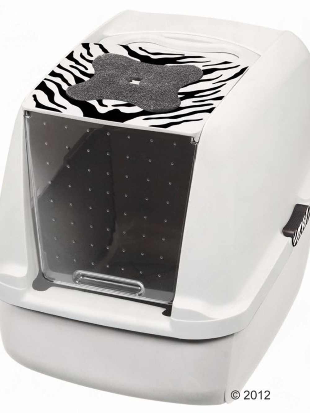 NWT White Zebra-Accent Covered Cat Litter Box